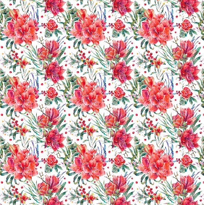 Estor decorativo con flores rojas