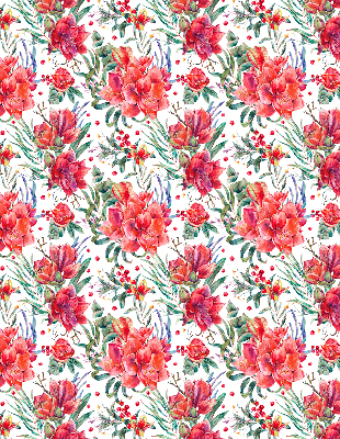 Estor decorativo con flores rojas