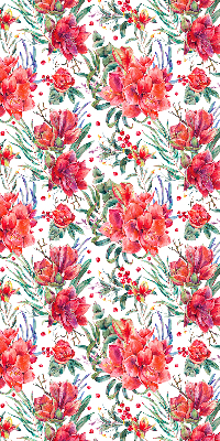 Estor decorativo con flores rojas