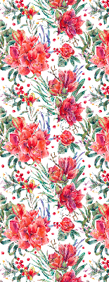 Estor decorativo con flores rojas