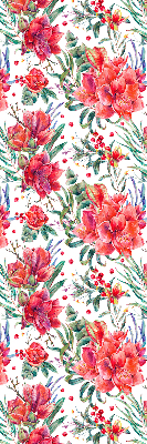 Estor decorativo con flores rojas