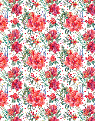 Estor decorativo con flores rojas