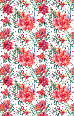 Estor decorativo con flores rojas