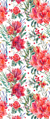 Estor decorativo con flores rojas