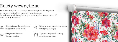 Estor decorativo con flores rojas