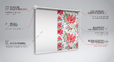 Estor decorativo con flores rojas