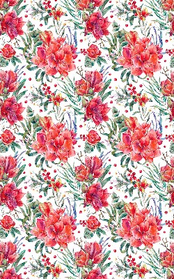 Estor decorativo con flores rojas