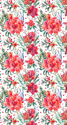 Estor decorativo con flores rojas