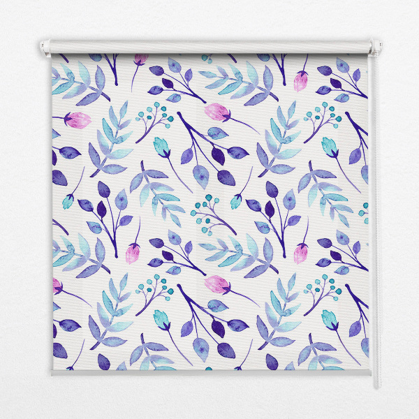 Estor decorativo con flores azules