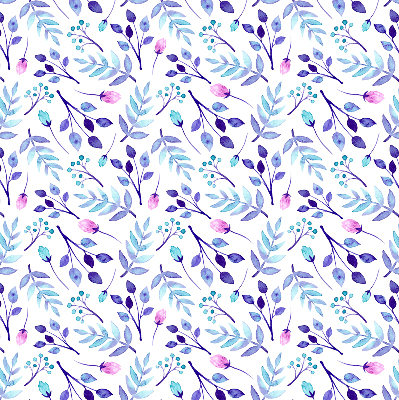 Estor decorativo con flores azules