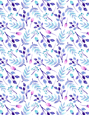 Estor decorativo con flores azules
