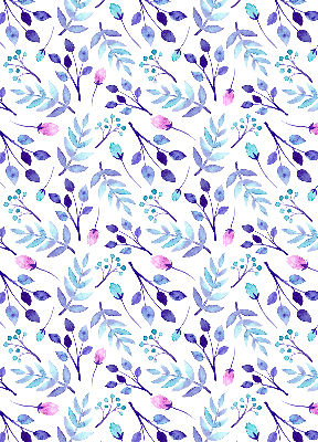 Estor decorativo con flores azules