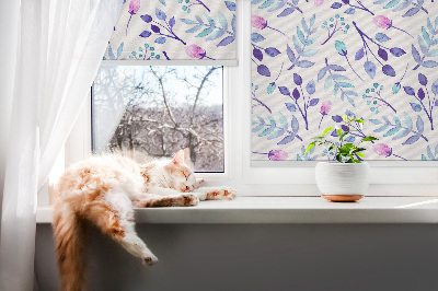 Estor decorativo con flores azules