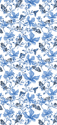 Estor enrollable de tela con diseño de mariposas azules