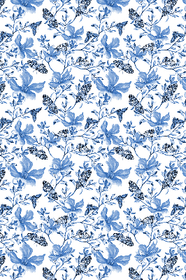 Estor enrollable de tela con diseño de mariposas azules