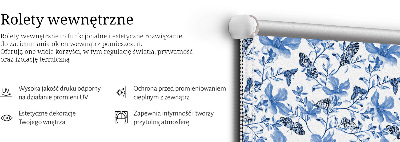 Estor enrollable de tela con diseño de mariposas azules
