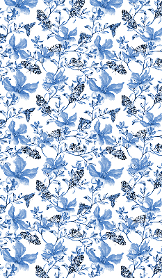 Estor enrollable de tela con diseño de mariposas azules