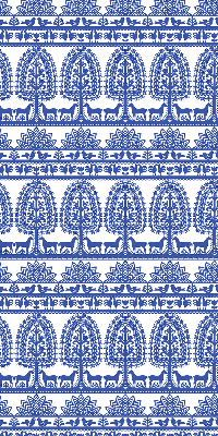 Estor enrollable de tela con patrón azul
