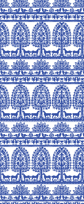 Estor enrollable de tela con patrón azul