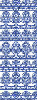 Estor enrollable de tela con patrón azul