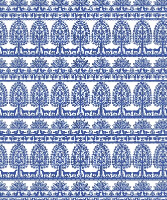 Estor enrollable de tela con patrón azul