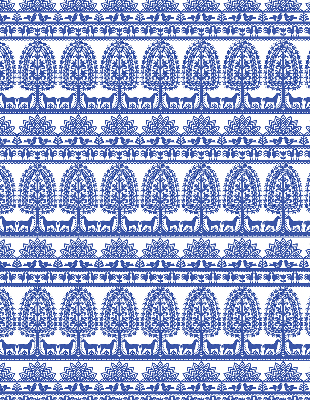 Estor enrollable de tela con patrón azul