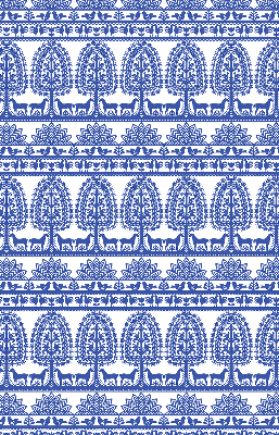 Estor enrollable de tela con patrón azul