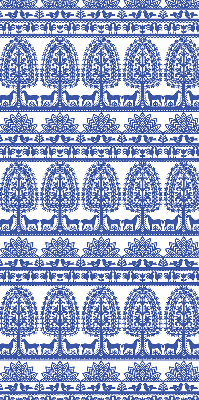 Estor enrollable de tela con patrón azul