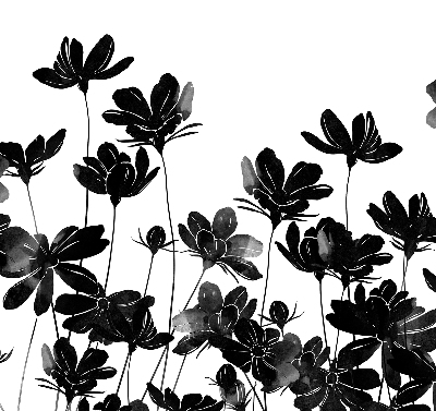 Estor opaco de flores negras