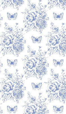 Estor opaco con flores azules y mariposas