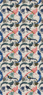 Estor decorativo con pavos reales coloridos