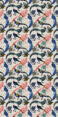 Estor decorativo con pavos reales coloridos