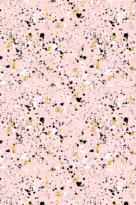 Estor enrollable de tela con manchas de pintura sobre un fondo rosa