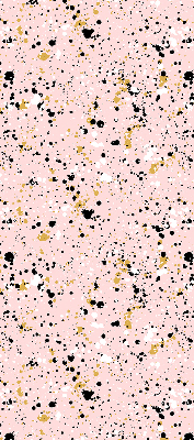 Estor enrollable de tela con manchas de pintura sobre un fondo rosa