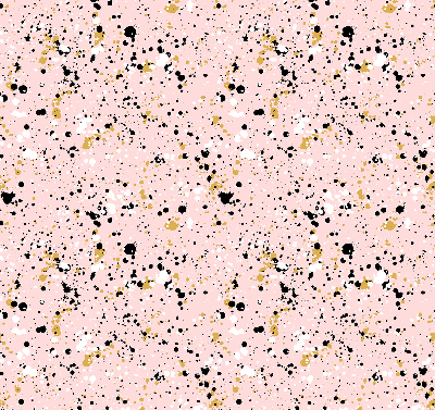 Estor enrollable de tela con manchas de pintura sobre un fondo rosa