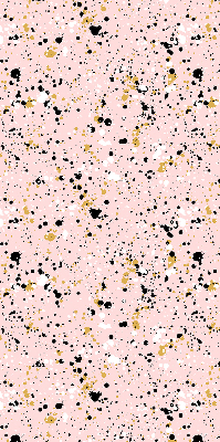 Estor enrollable de tela con manchas de pintura sobre un fondo rosa