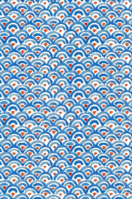 Estor decorativo con diseño de escamas coloridas