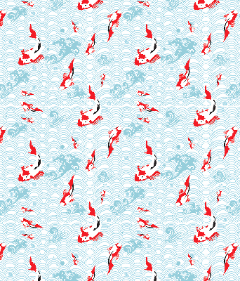 Estor decorativo con diseño de peces en el agua