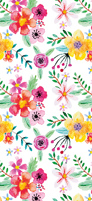 Estor enrollable de tela con estampado de flores pintadas