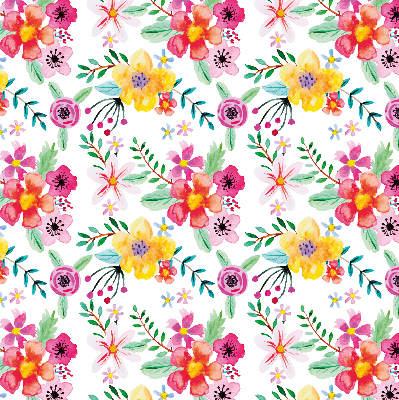 Estor enrollable de tela con estampado de flores pintadas