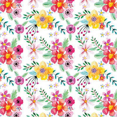 Estor enrollable de tela con estampado de flores pintadas