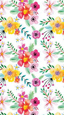 Estor enrollable de tela con estampado de flores pintadas
