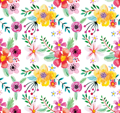 Estor enrollable de tela con estampado de flores pintadas
