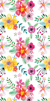 Estor enrollable de tela con estampado de flores pintadas