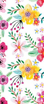 Estor enrollable de tela con estampado de flores pintadas