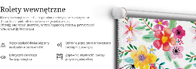 Estor enrollable de tela con estampado de flores pintadas