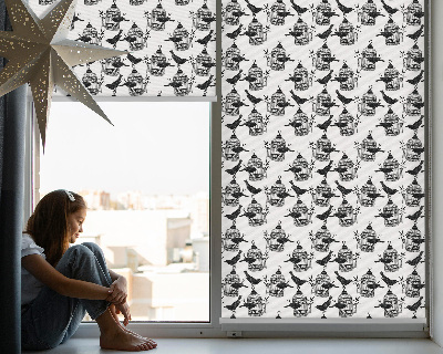 Estor decorativo con cuervos negros