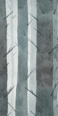 Estor decorativo con diseño de árboles
