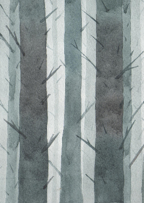 Estor decorativo con diseño de árboles