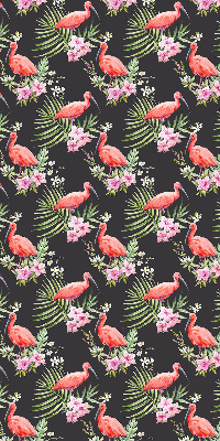 Estor enrollable de tela con diseño de flamencos en plantas